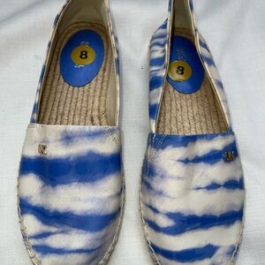 Blue and White Espadrille Flats